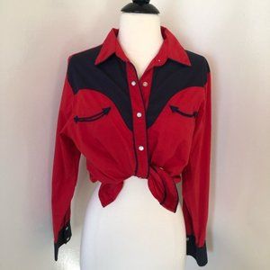🐴 Vintage Red & Black Western Shirt